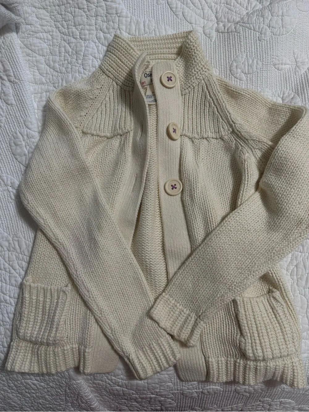 OshKosh B'gosh Ivory Knit Button-Up Cardigan